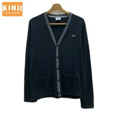 LACOSTE　カーディガン　羽織り　レイヤード風　スウェット地　Vネック　ボタン　裏毛　ワンポイント　ブランドロゴ　刺しゅう　クロコダイル　古着