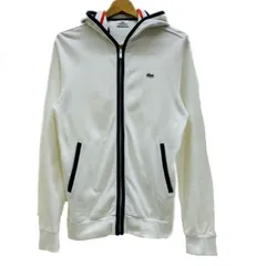 LACOSTE　ジップアップパーカー　フルジップ　フード　裏毛　フード裏ボーダー　ワンポイント　ブランドロゴ　刺しゅう　クロコダイル　古着