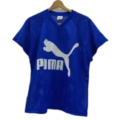 PUMA　ゲームシャツ　半袖　Tシャツ　カットソー　トップス　Vネック　メッシュ　ブランドロゴ　プリント　ラグラン　スポーツ　古着