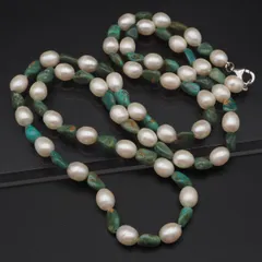 J426 淡水真珠 パール ターコイズ CGI CN 925刻印 ネックレス ロング デザイン シルバー 6月誕生石