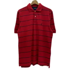 NAUTICA　ポロシャツ　半袖　トップス　ハーフボタン　ボーダー　ワンポイント　ブランドロゴ　刺しゅう　ストリート　古着