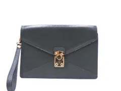 LANCEL ランセル レザー クラッチ バッグ 深緑 ■■ メンズ