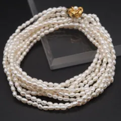 J502 淡水真珠 パール ネックレス 5連 シルバー デザイン 6月誕生石