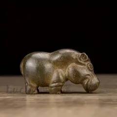 置物 オブジェ カバ 銅製 幸運 長寿 縁起物 魔除け 厄除 開運 幸運 財運 金運 安産祈願 無病息災 子宝 健康運 インテリア 玄関 オフィス かわいい ヴィンテージ調