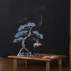 香炉 香炉禅飾り 逆流香炉 お香 お香立て 松 松の木 彫刻 アンティーク調 リラックス インテリア リビング 寝室 玄関 リラクゼーション 置物 オブジェ ヨガ