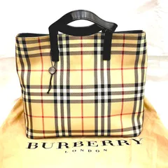 BURBERRY LONDON　バーバリー ロンドン　PVC　ノバチェック　トートバッグ　ハンドバッグ　ノバチェック×ブラック【中古】JA-25791