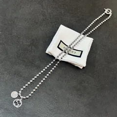 GUCCI Wチャームネックレス スターリングシルバー インターロッキングラウンドプレート グッチ シルバー F （3666M）