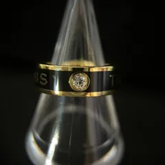 【良品】MARC JACOBS マークジェイコブス リング 指輪 ゴールド ブラック ロゴ ラインストーン アクセサリー レディース 11号 12号前後　1205003のサムネイル