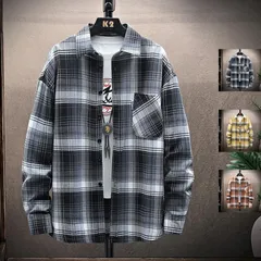 メンズ ファッション カジュアルシャツ 長袖シャツ チェックシャツ 開襟シャツ 通勤 ビジネス 秋服 秋物 トップス