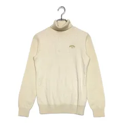 中古 レディース キャロウェイ Callaway セーター L 白系 オフホワイト タートルネック ヘリンボーン柄