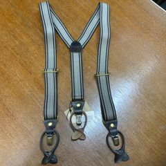 アートブラウン クロムエクセルレザー サスペンダー ヘリンボーン黒