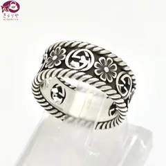 GUCCI グッチ 577263 インターロッキングG フラワー リング 12 約11号 スターリングシルバー SV925 エイジング フィニッシュ イタリア製