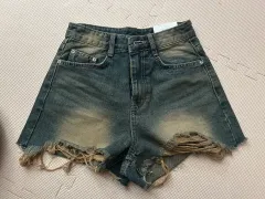 ダメージウォッシュデニム ハーフパンツ ショートパンツ S
