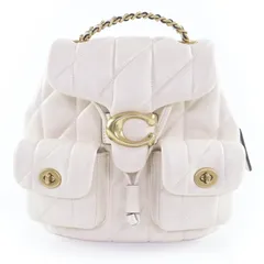極美品☆COACH コーチ CU076 タビー バックパック・キルティング カーフレザー リュック・デイパック アイボリー ゴールド金具 保存袋付き レディース