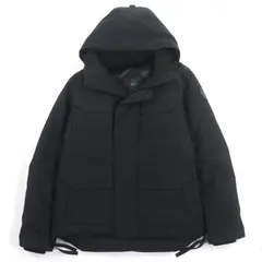 美品▼CANADA GOOSE カナダグース 4550MB Maitland Parka ブラックレーベル ロゴワッペン フーデッド ダブルジップアップ ダウンジャケット ブラック M カナダ製 国内正規品 メンズ