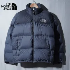ノースフェイス THE NORTH FACE ヌプシ ダウンジャケット 700フィル L 相当 表記 M ネイビー グレー ロゴ刺繍 テック系 オーバーサイズ ストリート 古着 Y012
