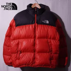 ノースフェイス THE NORTH FACE ヌプシ ダウンジャケット XL レッド ブラック 700フィル ロゴ刺繍 テック系 オーバーサイズ ストリート 古着 Y013