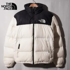 ノースフェイス THE NORTH FACE ヌプシ ダウンジャケット S ホワイト クリーム ブラック ユニセックス ロゴ刺繍 テック系 オーバーサイズ ストリート 古着 Y015