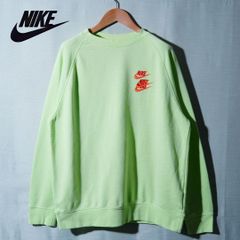 ナイキ NIKE スウェット XL ライムグリーン ロゴ刺繍 オーバーサイズ ビッグシルエット ストリート スポーツミックス Y2K 古着 E560