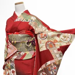 未着用　振袖　金彩　熨斗　雪輪　花模様　鹿の子　着物　121b p ms