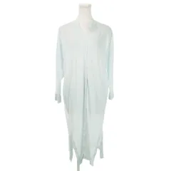 グリーンレーベルリラクシング ユナイテッドアローズ green label relaxing ロングカーディガン ニットソー 長袖 薄手 サイドスリット 水色 ライトブルー /MN10