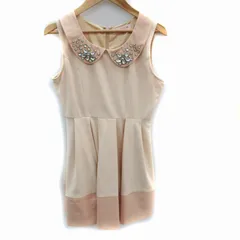 ミシェルマカロン michell Macaron ワンピース ミニ丈 ノースリーブ ビジュー XS 小さいサイズ オレンジベージュ /SM33