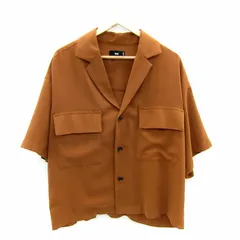 ハレ HARE オープンカラーシャツ 半袖 無地 オーバーサイズ M 茶 ブラウン /SY52