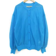 ディスコート Discoat ニットカーディガン 薄手 ミドル丈 シースルー 無地 F 水色 ライトブルー /FF11