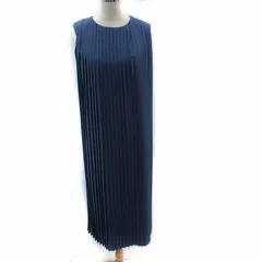 ストロベリーフィールズ STRAWBERRY-FIELDS ICHIE プリーツワンピース マキシ丈 ロング丈 ノースリーブ ブルーグレー /SM17