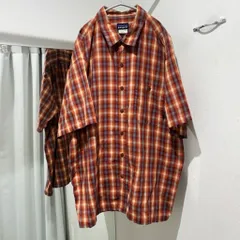 patagonia パタゴニア 半袖シャツ オンブレ チェックシャツ オレンジ系 sizeL 【中目黒B09】