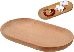 Ailunate キャッシュトレイ 木製 トレー 小物置き ペントレイ おしゃれ 北欧風 カフェ風 お盆 プレート (ナチュラル,  18 x 10cm)