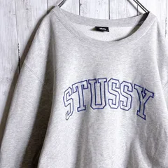 【国内正規品】ステューシー STUSSY 古着 グレー パープル 刺繍 スウェット トレーナー #55