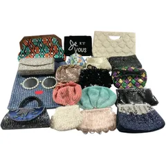 ★ ビーズバッグ 18点 まとめ 刺繍 スパンコール ハンドバッグ クラッチバッグ ショルダー パーティー がま口 等 レトロ 現状品 4.5kg