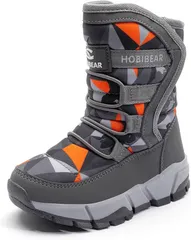 くもにせ(kumonice) スノーブーツ キッズ 男の子 スノーシューズ 女の子 長靴 ジュニア 子供 防水 防寒 雪遊び 雪用 冬 ウインターブーツ (グレーオレンジ,  17.0 cm 2.5E)