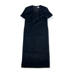 INGEBORG インゲボルグ アンゴラ混 リボン 半袖 ロング ワンピース/ブラック レディース