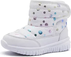 MAYCY スノーブーツ キッズ ウインターブーツ ベビー 女の子 男の子 スノーシューズ 子供 雪遊び アウトドア 冬用 靴 雪用 裏ボア 防水 防寒 滑り止め 軽量 (02ホワイト,  19.0 cm 3E)