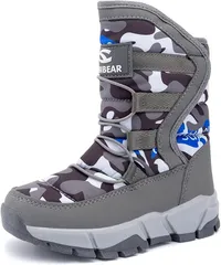 くもにせ(kumonice) スノーブーツ キッズ 男の子 スノーシューズ 女の子 長靴 ジュニア 子供 防水 防寒 雪遊び 雪用 冬 ウインターブーツ (グレー,  20.5 cm 2.5E)