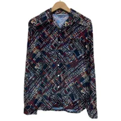 柄シャツ　90s vintage　90年代　長袖　シャツ　トップス　オープンカラー　スナップボタン　ウエスタン　胸ポケット　総柄　レトロ　古着