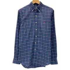 RALPH LAUREN　チェックシャツ　長袖　シャツ　トップス　ボタンダウン　ワンポイント　ブランドロゴ　スモールポニー　刺しゅう　CLASSIC FIT　古着