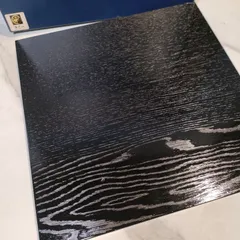 3【箱あり・新品未使用】きく一 木目 正方形 台座 置物 正月 オブジェ お飾り インテリア アンティーク Vintage 日本 JAPAN 敷板 飾り板 うるし 漆芸  玄関 ひな祭り 節句 端午 薄板