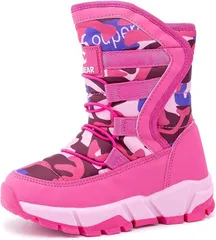 くもにせ(kumonice) スノーブーツ キッズ 男の子 スノーシューズ 女の子 長靴 ジュニア 子供 防水 防寒 雪遊び 雪用 冬 ウインターブーツ (濃いピンク,  20.5 cm 2.5E)
