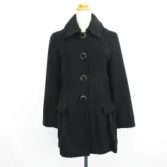 イング INGNI コート アウター 長袖 ハーフ丈 二枚衿 ドーリー メルトン ウール混 M ブラック ※EKM