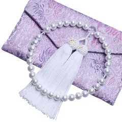 レオビ-　ストア LEOBEE 貝パール 女性用数珠 マグネット式数珠袋付き 念珠 じゅず 手作り念珠 数珠ブレスレット 葬式 葬儀 墓参り 法事 念誦 全ての宗派で使用頂け (本貝パール)