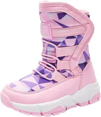 くもにせ(kumonice) スノーブーツ キッズ 男の子 スノーシューズ 女の子 長靴 ジュニア 子供 防水 防寒 雪遊び 雪用 冬 ウインターブーツ (ピンク,  19.0 cm 2.5E)