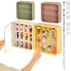 フィギュアケース 壁掛け コレクションボックス 3段 ディスプレイケース マグネット付き 扉 シール粘着 棚 飾り棚 人形ケース オプション 磁石