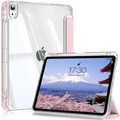 iPad 11世代 ケース (A16) 2025 iPad 第11/10世代 10.9インチ 2022 透明 アクリル カバー ペンシルホルダー付き 三つ折りスタンド Touch IDと オートスリープ 機能対応 超スリムス 耐衝撃 PU合成レザー カバー ピ