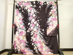 平和屋着物●豪華振袖　刺繍　舞花文　ラインストーン　暈し染め　金銀彩　正絹　逸品　AABE2026ck