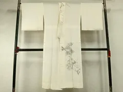 平和屋着物●長襦袢　無双仕立て　手描き　松竹梅　鶴　半衿刺繍　正絹　逸品　AABD8732fy