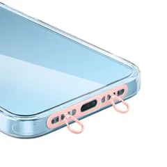 ストラップホルダー 2口ダブルリング 極薄0.4mm ステンレス製 充電干渉なし 回転防止 落下・紛失防止 iPhone 16/15/14/13/12 対応 スマホアクセサリー (ペールピンク) [ペールピンク]