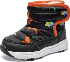 MAYCY スノーブーツ キッズ ウインターブーツ ベビー 女の子 男の子 スノーシューズ 子供 雪遊び アウトドア 冬用 靴 雪用 裏ボア 防水 防寒 滑り止め 軽量 (04恐竜ブラック,  20.5 cm 3E)
